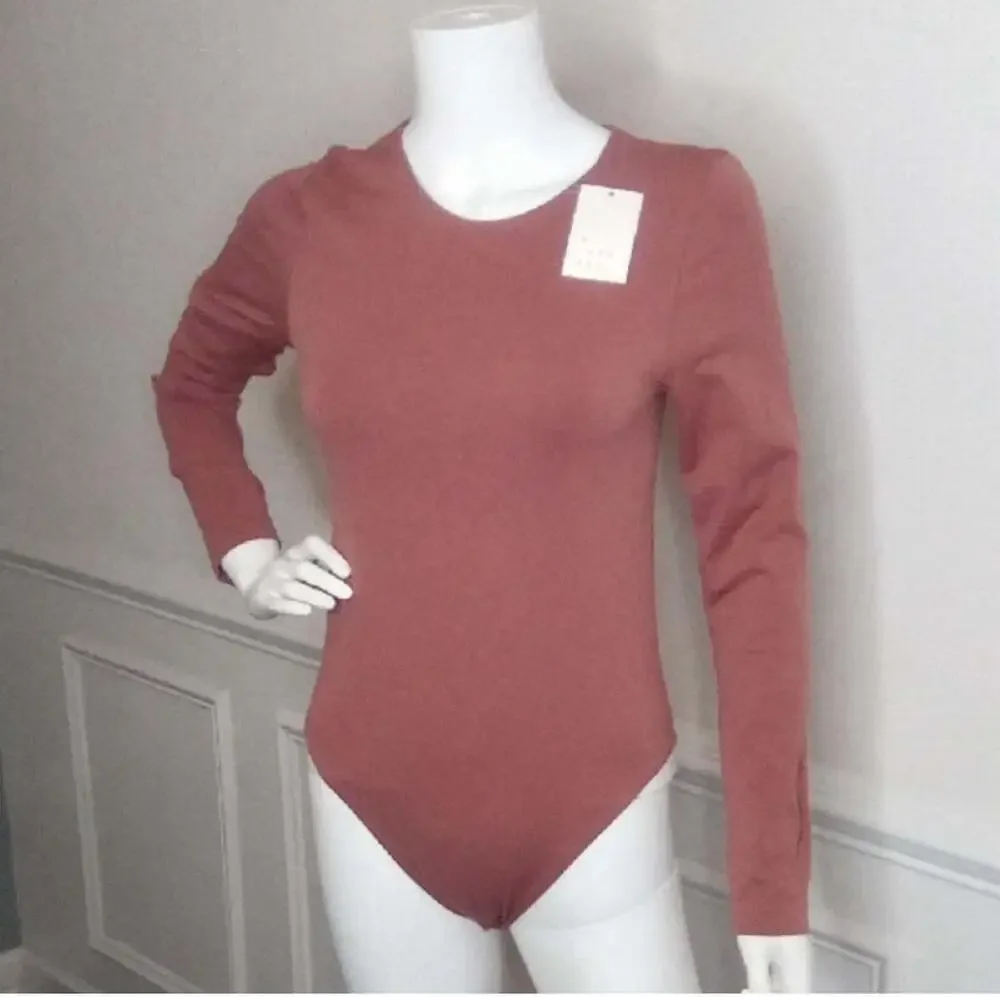 NWT Womens A New Day Rust Colored Long Sleeve Body Suit Bodysuit Size M